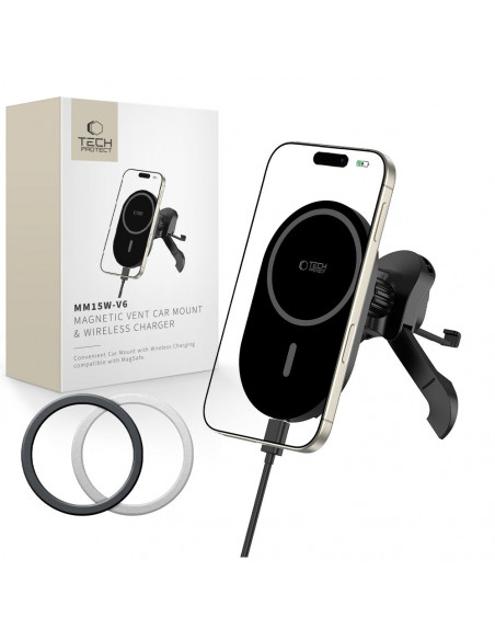 
Magnetinis išmaniųjų telefonų laikiklis automobiliui ant oro išleidimo angos „MagSafe“ – juodas
