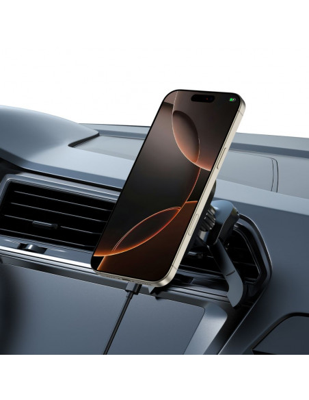 
Magnetinis išmaniųjų telefonų laikiklis automobiliui ant oro išleidimo angos „MagSafe“ – juodas
