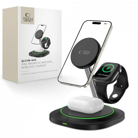 
3 viename indukcinis įkroviklis išmaniesiems telefonams, išmaniesiems laikrodžiams ir ausinėms. Magnetinis „MagSafe“ – ...