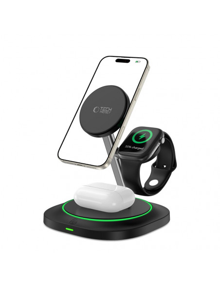 
3 viename indukcinis įkroviklis išmaniesiems telefonams, išmaniesiems laikrodžiams ir ausinėms. Magnetinis „MagSafe“ – ...