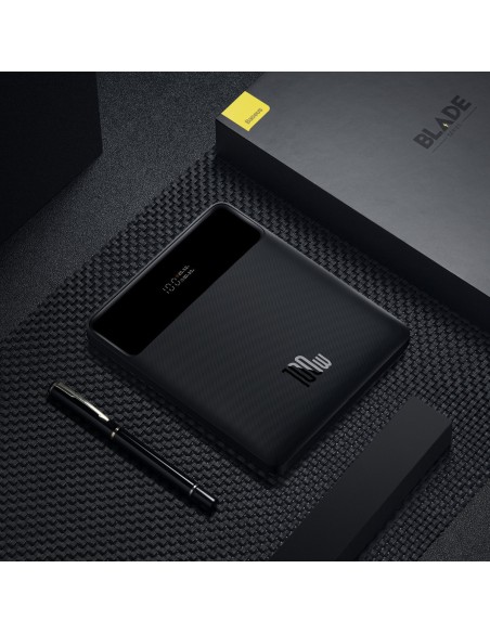 Ašmenys itin ploni maitinimo blokas 100W 20000mAh juodas PD QC SCP FCP