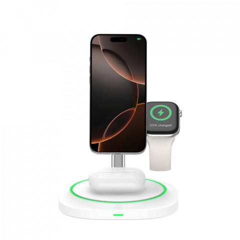 
3 viename indukcinis įkroviklis išmaniesiems telefonams, išmaniesiems laikrodžiams ir ausinėms. Magnetinis „MagSafe“ – ...