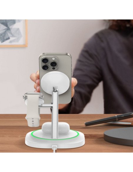 
3 viename indukcinis įkroviklis išmaniesiems telefonams, išmaniesiems laikrodžiams ir ausinėms. Magnetinis „MagSafe“ – ...