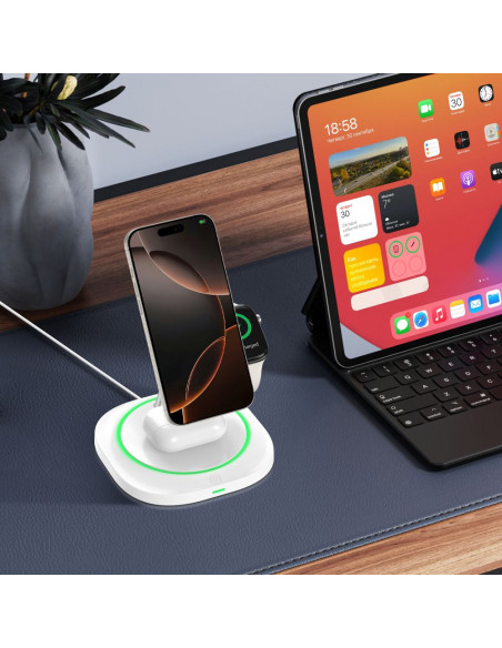 
3 viename indukcinis įkroviklis išmaniesiems telefonams, išmaniesiems laikrodžiams ir ausinėms. Magnetinis „MagSafe“ – ...