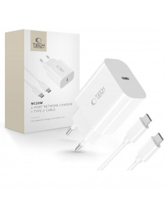 
USB-C sieninis įkroviklis su USB-C PD 20W laidu – baltas
