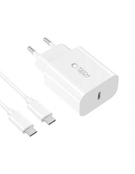 
USB-C sieninis įkroviklis su USB-C PD 20W laidu – baltas
