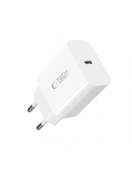 
USB-C sieninis įkroviklis su USB-C PD 20W laidu – baltas
