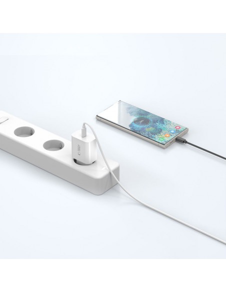 
USB-C sieninis įkroviklis su USB-C PD 20W laidu – baltas
