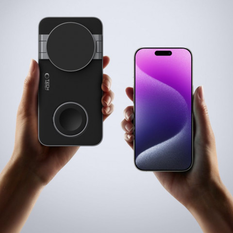 
3 viename indukcinis įkroviklis išmaniesiems telefonams, išmaniesiems laikrodžiams, ausinėms su USB-C laidu - juodas
