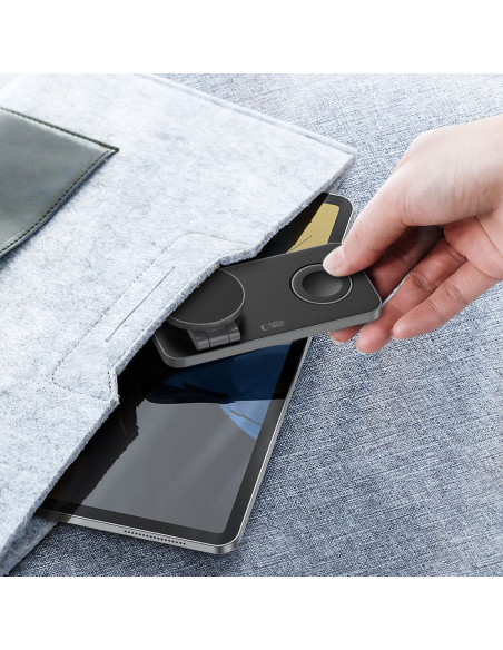 
3 viename indukcinis įkroviklis išmaniesiems telefonams, išmaniesiems laikrodžiams, ausinėms su USB-C laidu - juodas
