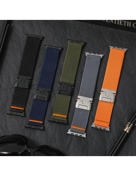 
„Apple Watch“ apyrankė (44 / 45 / 46 / 49 mm) su nailono užsegimu – oranžinė
