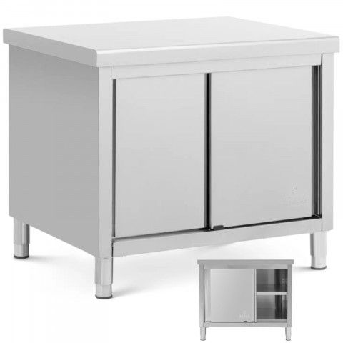 
Stalas, centrinis stalviršis su spintele, stumdomos durys, PLIENAS 100 x 80 cm
