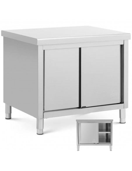 
Stalas, centrinis stalviršis su spintele, stumdomos durys, PLIENAS 100 x 80 cm
