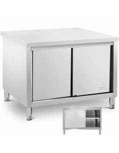 
Stalas, centrinis stalviršis su spintele, stumdomos durys, ECO STEEL, 120 x 80 cm
