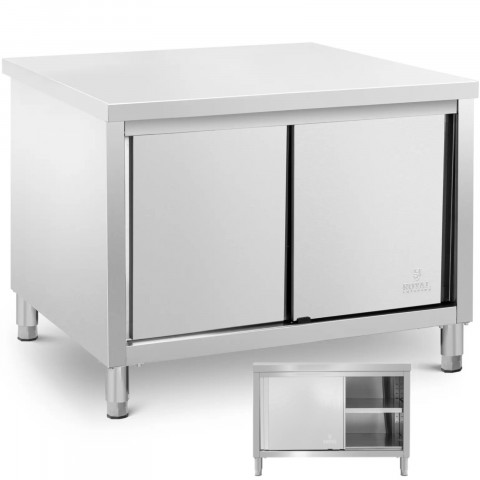 
Stalas, centrinis stalviršis su spintele, stumdomos durys, ECO STEEL, 120 x 80 cm
