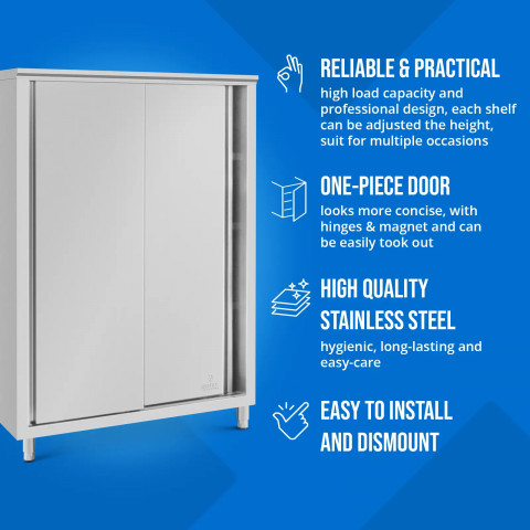 
Gastronominė spintelė su stumdomomis durelėmis, plieninė, 120 x 70 x 180 cm

