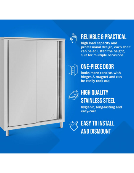 
Gastronominė spintelė su stumdomomis durelėmis, plieninė, 120 x 70 x 180 cm
