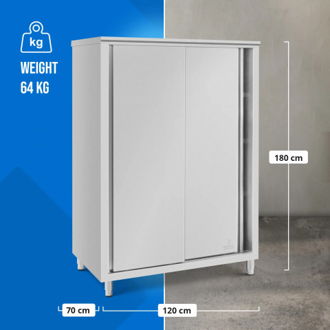 
Gastronominė spintelė su stumdomomis durelėmis, plieninė, 120 x 70 x 180 cm
