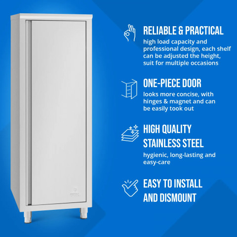 
Gastronominė indų spintelė, 3 lentynos, plienas, 60 x 70 x 180 cm
