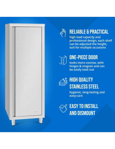 
Gastronominė indų spintelė, 3 lentynos, plienas, 60 x 70 x 180 cm
