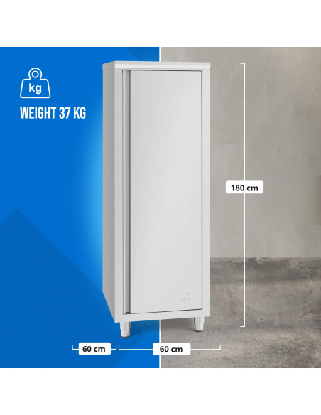 
Gastronominė indų spintelė, 3 lentynos, plienas, 60 x 60 x 180 cm
