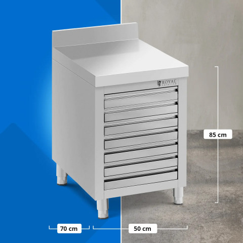 
Gastronominė spintelė picos tešlai su krašteliu, 7 stalčiai, 50 x 70 cm
