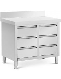 
Prie sienos tvirtinama virtuvės spintelė su 6 stalčiais, PLIENINĖ, 100 x 60 cm
