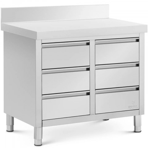 
Prie sienos tvirtinama virtuvės spintelė su 6 stalčiais, PLIENINĖ, 100 x 60 cm
