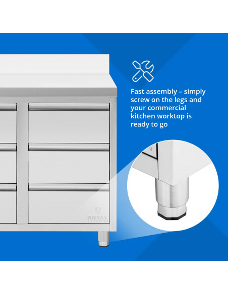 
Prie sienos tvirtinama virtuvės spintelė su 6 stalčiais, PLIENINĖ, 100 x 60 cm
