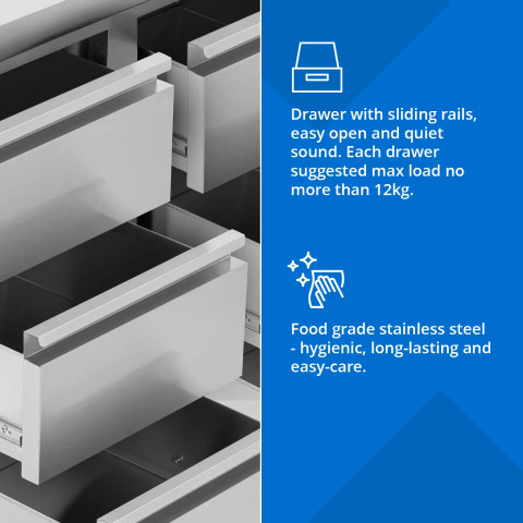 
Prie sienos tvirtinama virtuvės spintelė su 6 stalčiais, PLIENINĖ, 100 x 60 cm
