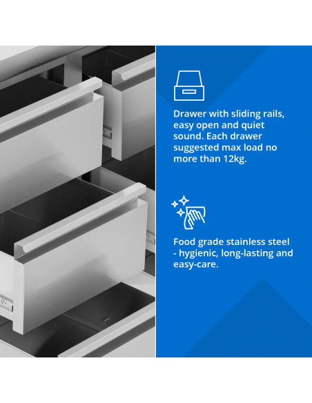 
Prie sienos tvirtinama virtuvės spintelė su 6 stalčiais, PLIENINĖ, 100 x 60 cm
