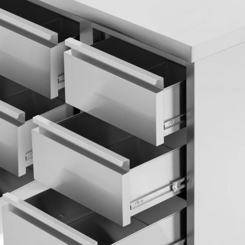 
Prie sienos tvirtinama virtuvės spintelė su 6 stalčiais, PLIENINĖ, 100 x 60 cm
