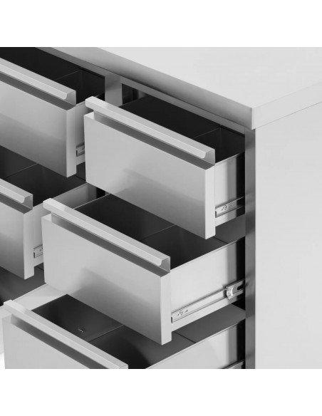 
Prie sienos tvirtinama virtuvės spintelė su 6 stalčiais, PLIENINĖ, 100 x 60 cm
