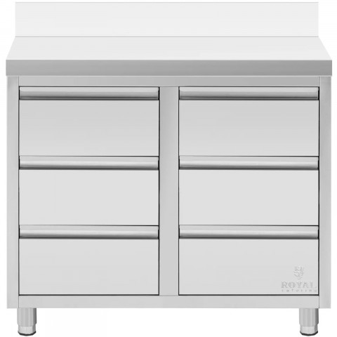 
Prie sienos tvirtinama virtuvės spintelė su 6 stalčiais, PLIENINĖ, 100 x 60 cm
