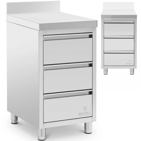 
Prie sienos tvirtinama virtuvės spintelė su 3 stalčiais, plieninė, 50 x 60 cm
