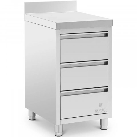 
Prie sienos tvirtinama virtuvės spintelė su 3 stalčiais, plieninė, 50 x 60 cm
