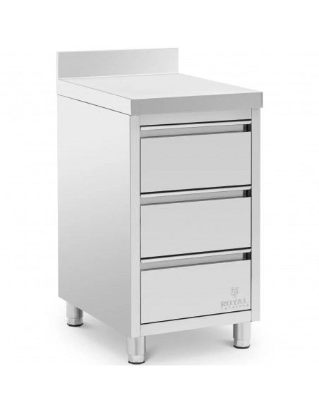 
Prie sienos tvirtinama virtuvės spintelė su 3 stalčiais, plieninė, 50 x 60 cm
