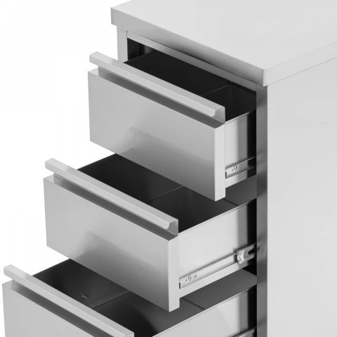 
Prie sienos tvirtinama virtuvės spintelė su 3 stalčiais, plieninė, 50 x 60 cm
