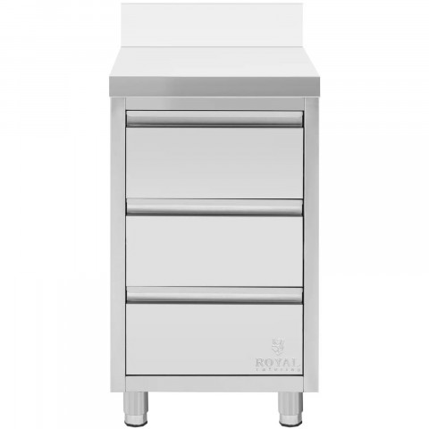 
Prie sienos tvirtinama virtuvės spintelė su 3 stalčiais, plieninė, 50 x 60 cm
