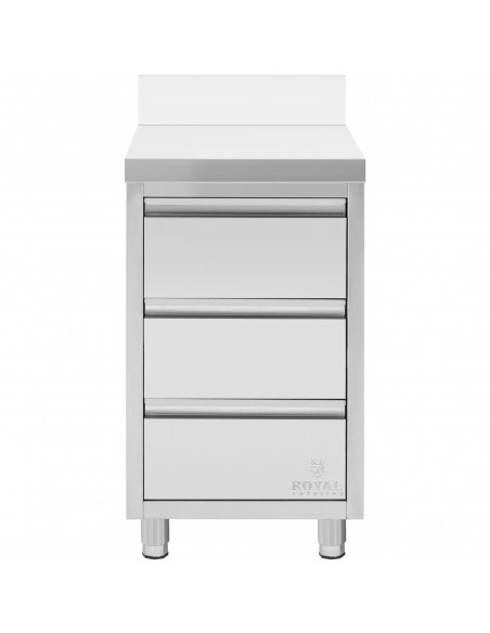 
Prie sienos tvirtinama virtuvės spintelė su 3 stalčiais, plieninė, 50 x 60 cm
