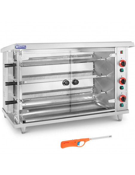 
Dujinė kepsninė 15 vištų, 3 iešmeliai, propanas-butanas, 15 kW
