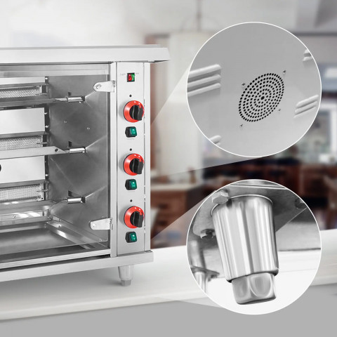 
Dujinė kepsninė 15 vištų, 3 iešmeliai, propanas-butanas, 15 kW
