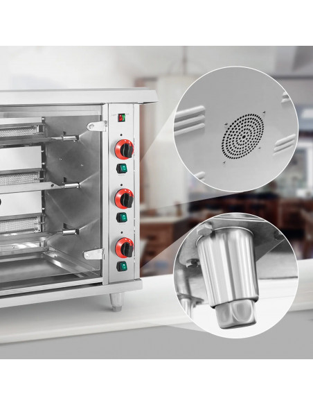 
Dujinė kepsninė 15 vištų, 3 iešmeliai, propanas-butanas, 15 kW
