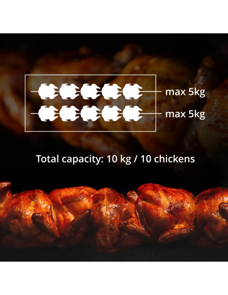 
Dujinė kepsninė 10 vištų, 2 iešmeliai, propanas-butanas, 10 kW
