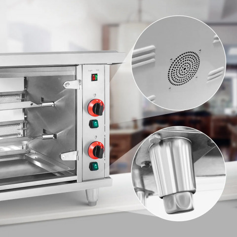 
Dujinė kepsninė 10 vištų, 2 iešmeliai, propanas-butanas, 10 kW
