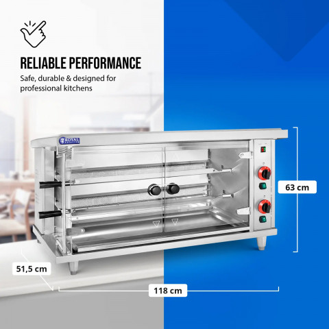 
Dujinė kepsninė 10 vištų, 2 iešmeliai, propanas-butanas, 10 kW
