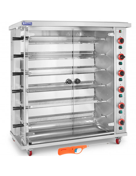 
Dujinė kepsninė 30 vištų, 6 iešmeliai, propanas-butanas, 30 kW
