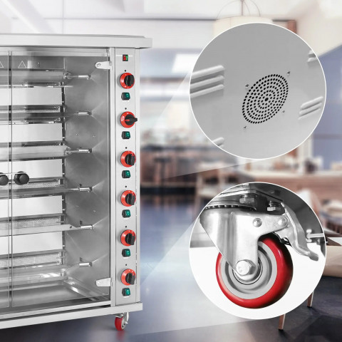 
Dujinė kepsninė 30 vištų, 6 iešmeliai, propanas-butanas, 30 kW
