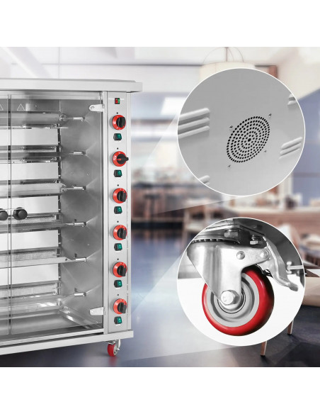 
Dujinė kepsninė 30 vištų, 6 iešmeliai, propanas-butanas, 30 kW
