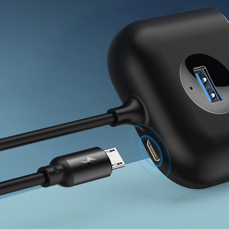 Adapteris HUB 4in1 USB Adapteris USB3.0 TO USB3.0*1+USB2.0*3 1m Black